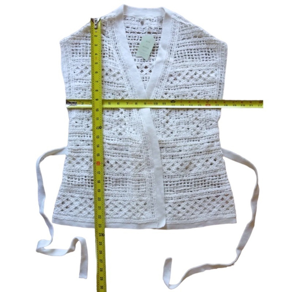 Anthropologie Crochet Sleeveless Cardigan Small Ivory Art to Wear Openwork NWT - Picture 8 of 14